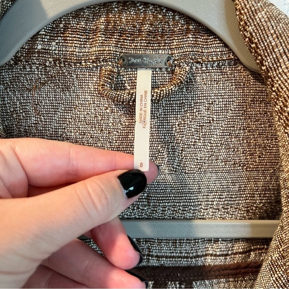 Women’s Free People brown tapestry patterned moto jacket size 8 - Picture 4 of 7